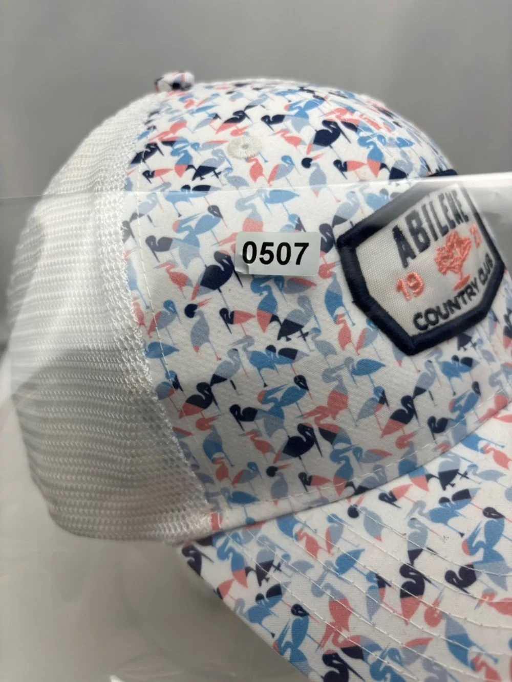 AHEAD‎ Country Club Trucker Hat Festive Flamingo Pattern-WhiteCap #0507